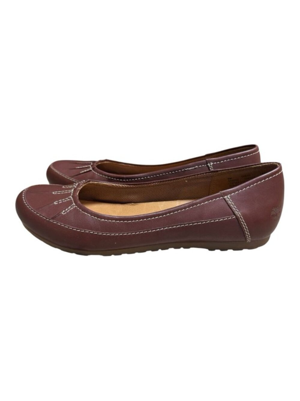 Timberland Women’s Brown Leather Ballet Flats Slip On Comfort Shoes Size 9Mj
